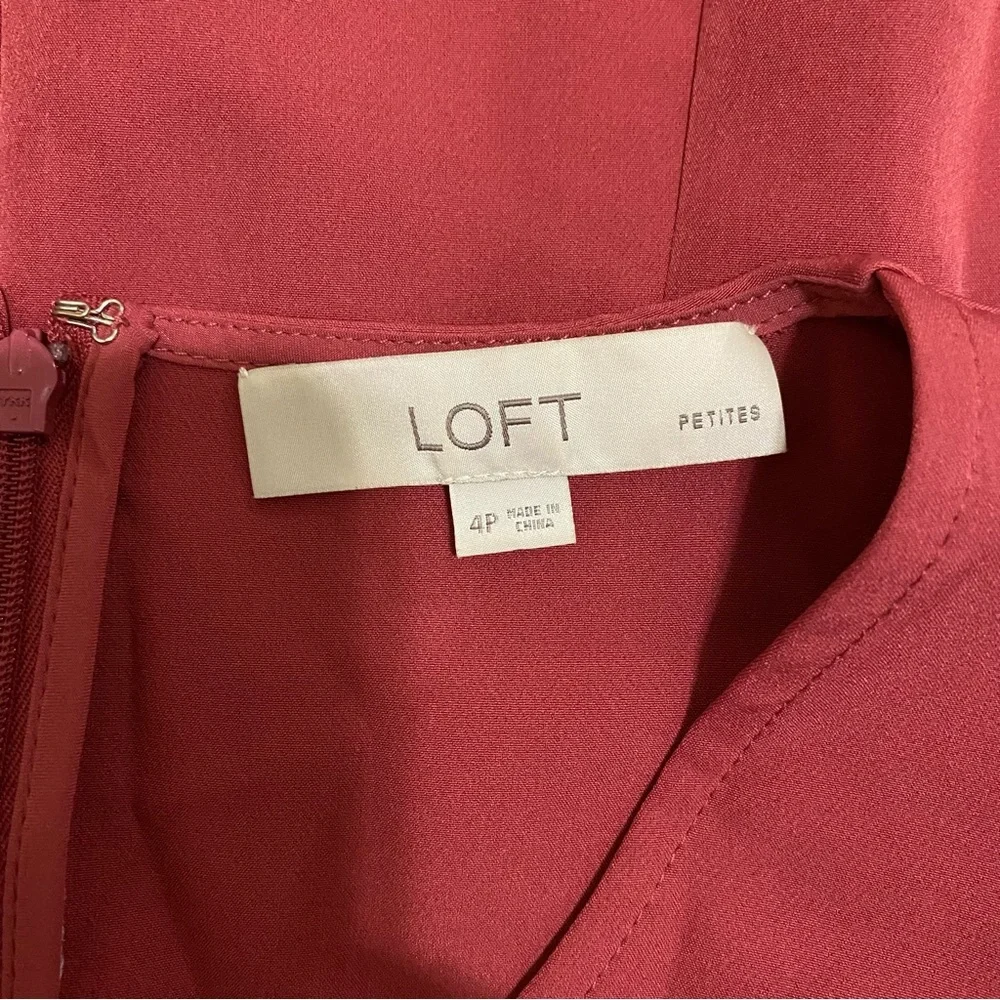 LOFT Red Ruffle Sleeve Mini Dress - Picture 3 of 6